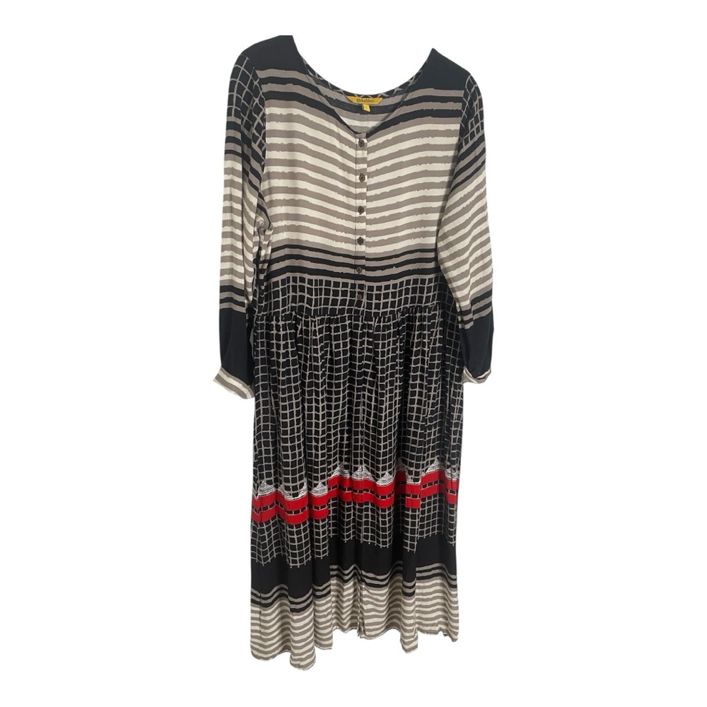Globaldesi Chic Striped Maxi Dress in Black, Cream, White, Gray, Red, Boho Sz L